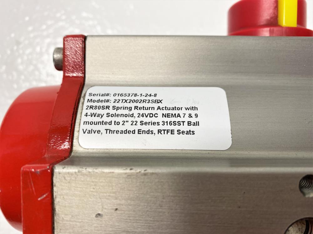 Triac 2" NPT 316SS Actuated Ball Valve 22TX2002R3SBX, 1000 WOG, 2R80SR